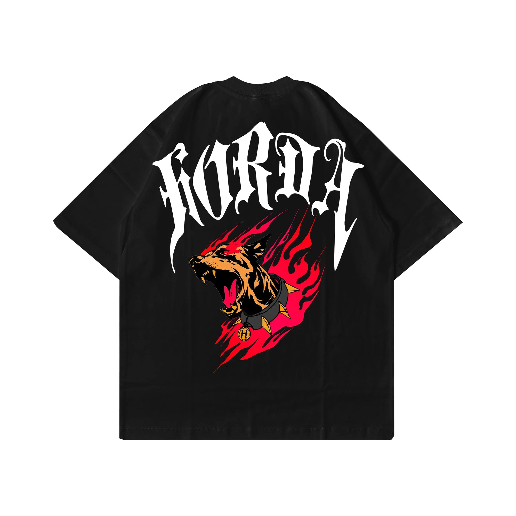 T-shirt boxy fit shirt nera 100% cotone Gotic Flame Horda Brand Streetwear