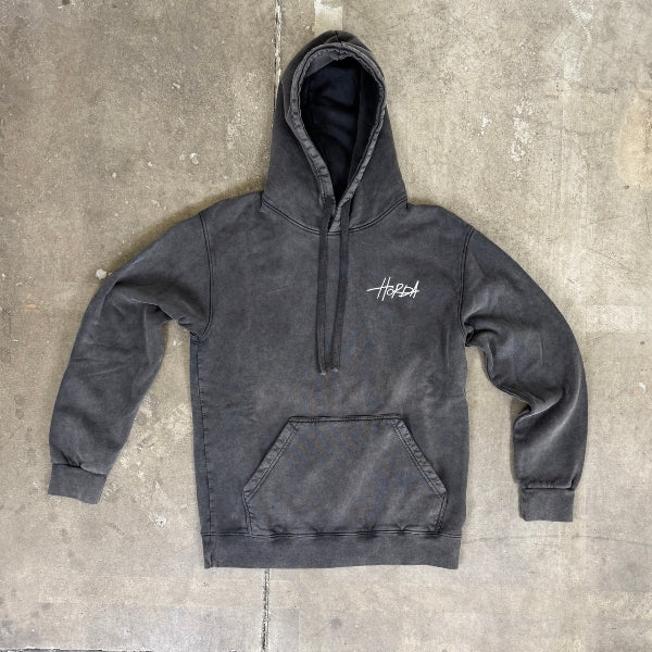 Schwarz gewaschener Hoodie aus 100 % Bio-Baumwolle