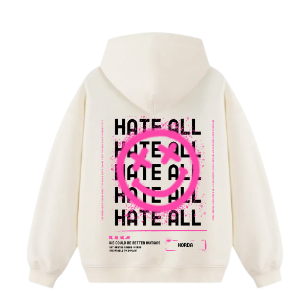 100% Cotton "Hate All" Boxy Fit Hoodie