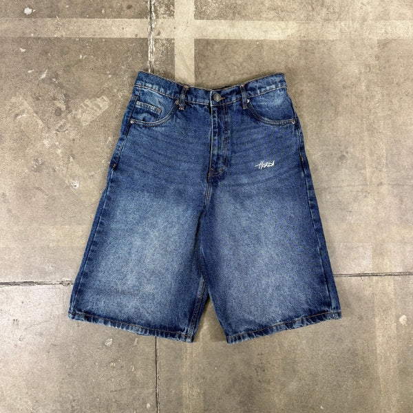 Denim Shorts Over Blue Washed