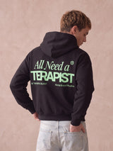 Sudadera con Capucha Negra Oversize Terapist 330g