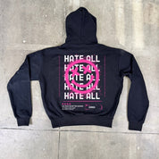 Felpa con cappuccio 100% cotone "Hate all" Boxy Fit