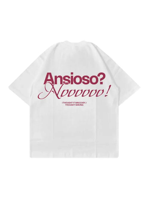 ANXIETY - T-Shirt Bianca Boxy Fit 100% Cotone Made in Italy Horda Brand