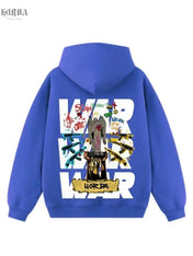 Felpa con cappuccio 100% Cotone Blu war 460 grammi - Horda Brand Streetwear