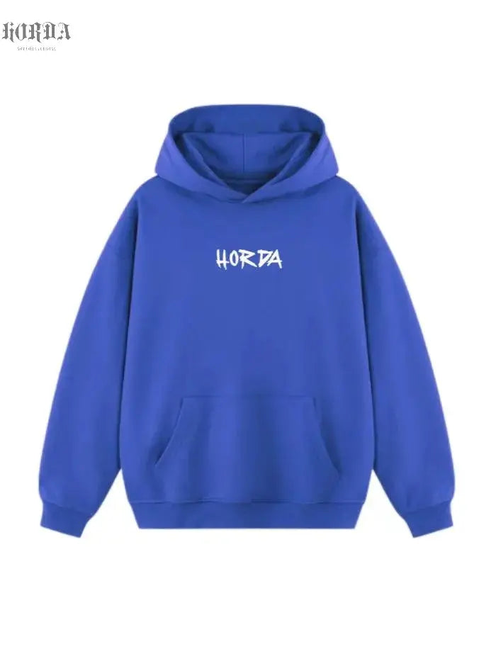 Felpa con cappuccio 100% Cotone Blu war 460 grammi - Horda Brand Streetwear