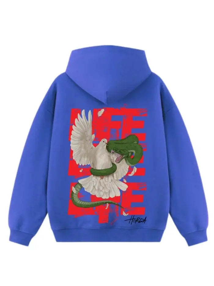 Felpa cappuccio Bluette 100% cotone Life Oversize fit 460 grammi - Horda Brand Streetwear