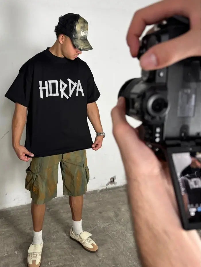 Boxy Fit T-shirt 100% Cotone "Taped" Horda Brand Streetwear