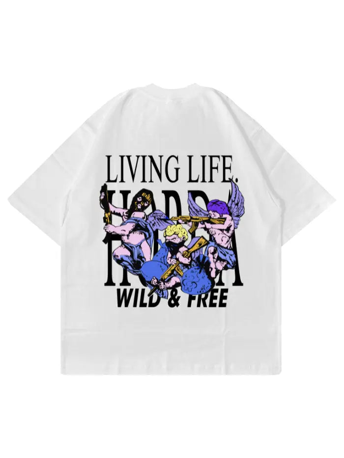 T-shirt Boxy Fit Wild & Free 100% Cotone Made in Italy – Horda