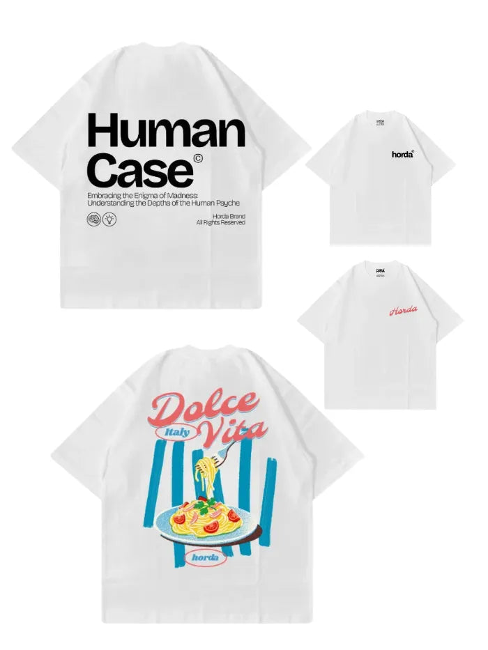 Bundle T-shirt Human Case + Dolce Vita | Boxy Fit 100% Cotone Made in Italy