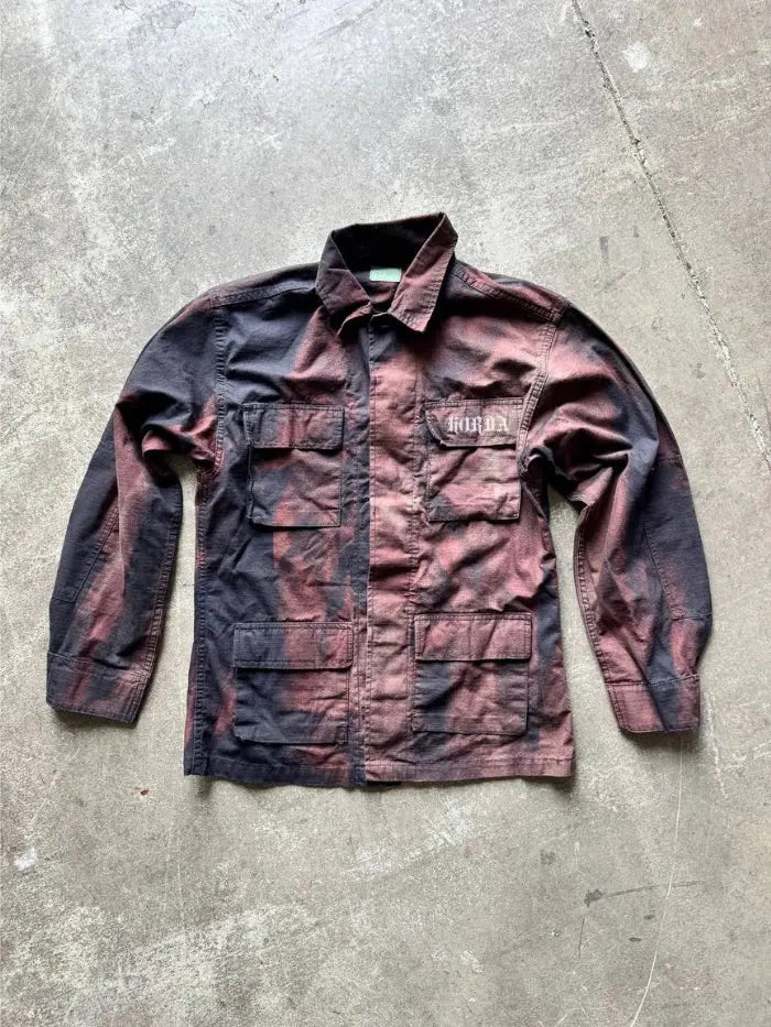 Camicia Militare 100% Cotone Ripstop Lavaggio a Corrosione Horda Brand Streetwear