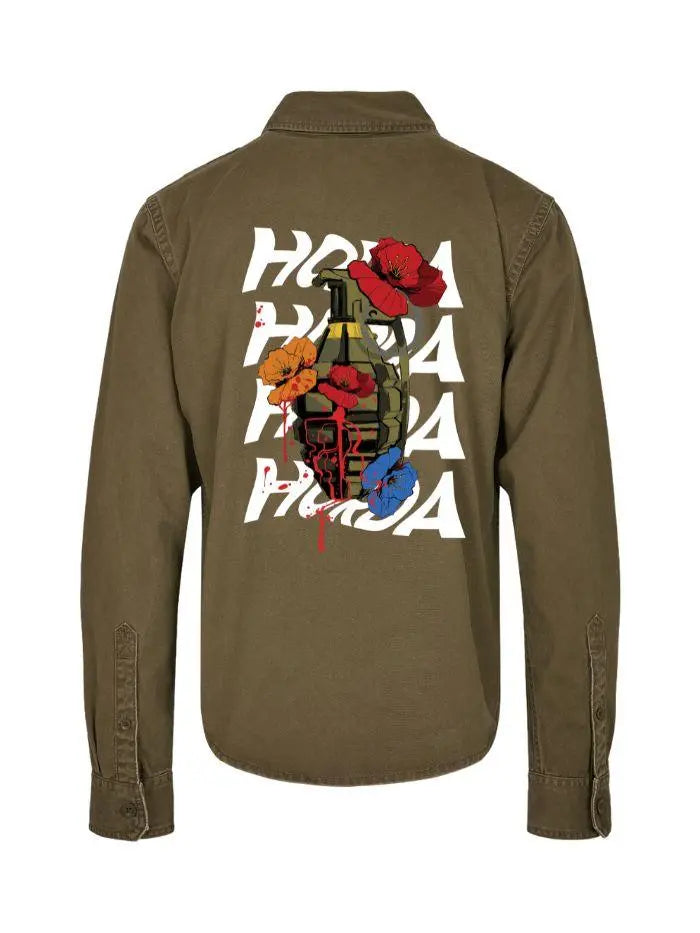 Camicia Militare Green Vintage Lavato Bomb - Horda Brand Streetwear