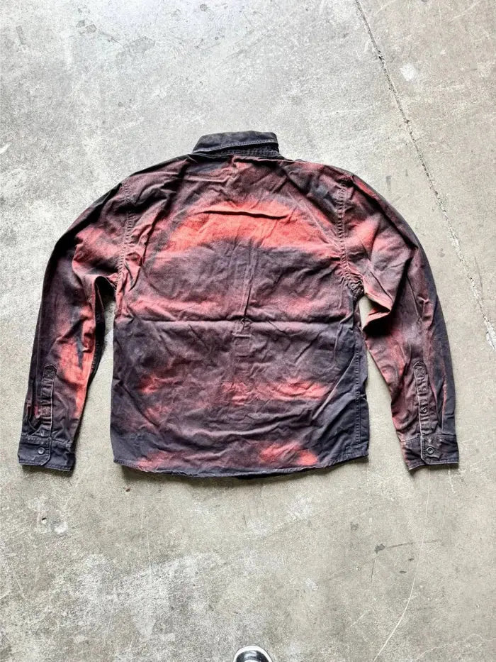 Camicia Militare Lavaggio a corrosione Nera Horda Brand Streetwear