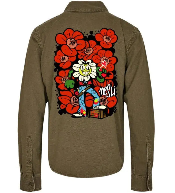 Camicia Military Green 100% Cotone in collaborazione tra Horda Brand & Nesli - Horda Brand Streetwear