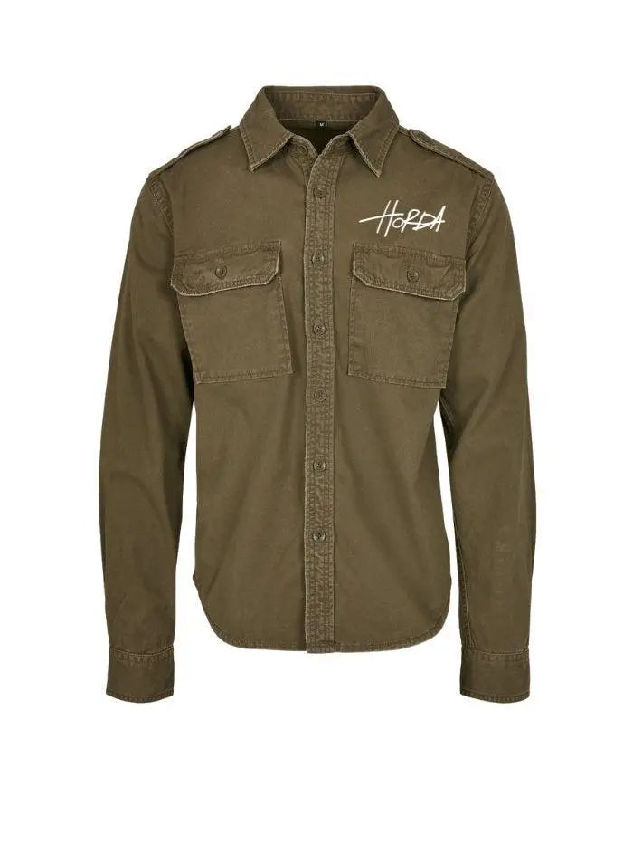 Camicia 100% cotone verde militare Vintage Lavato - Horda Brand Streetwear