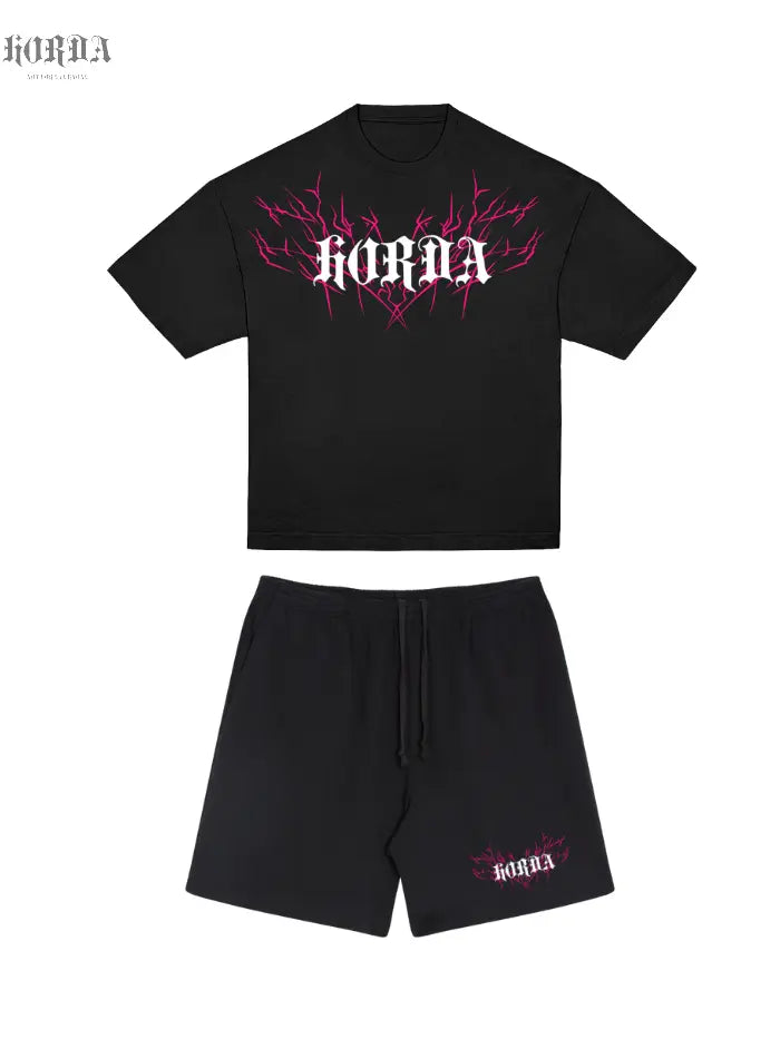 Combo T-shirt Lightining Purple e Shorts Basic 100% Cotone Horda Brand Streetwear