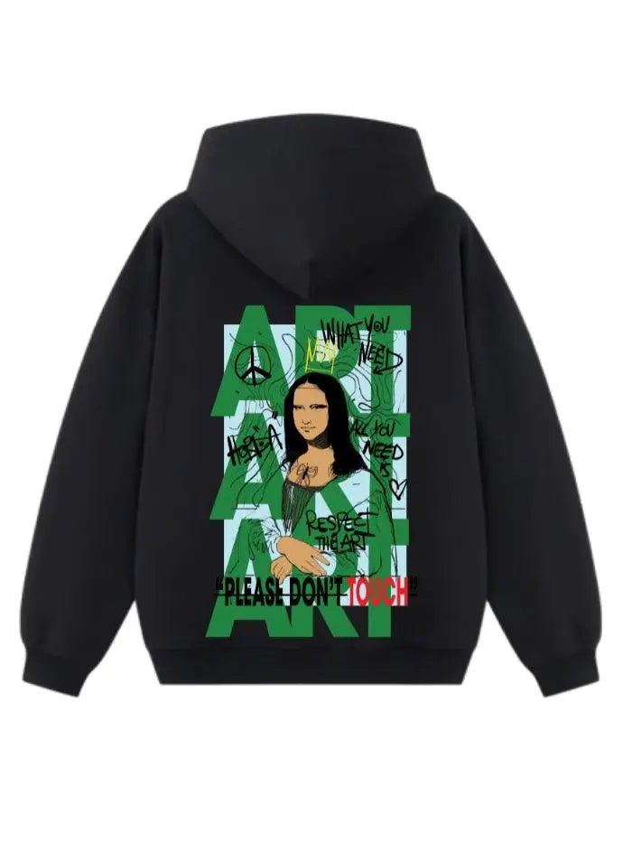 Felpa con cappuccio 100% cotone Nero Gioconda Oversize Fit 460 grammi - Horda Brand Streetwear