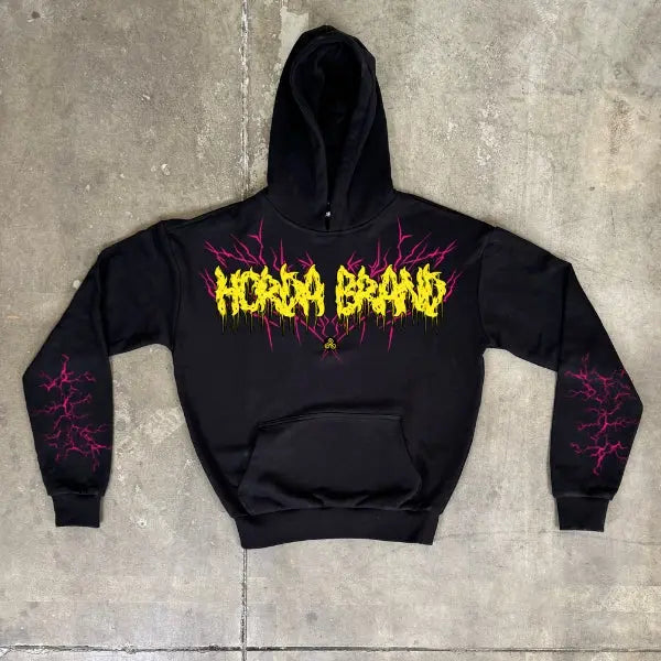 Felpa Boxy Fit con Cappuccio 100% cotone Premium "Lightning" Boxy Fit Horda Brand Streetwear