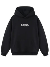 Felpa con cappuccio 100% Cotone Nero War Oversize Fit - Horda Brand Streetwear