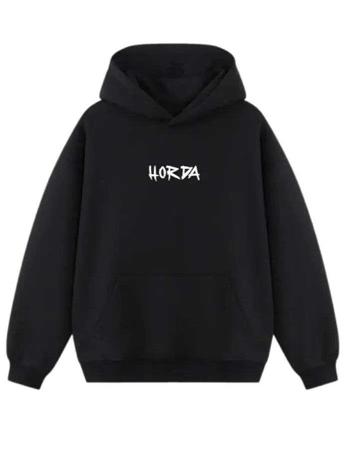 Felpa con cappuccio 100% Cotone Nero War Oversize Fit - Horda Brand Streetwear
