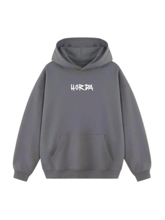 Felpa con cappuccio 100% Cotone Grigio War Oversize Fit - Horda Brand Streetwear