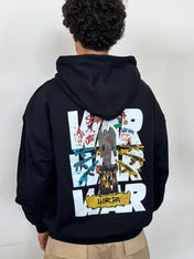 Felpa con cappuccio 100% Cotone Nero War Oversize Fit - Horda Brand Streetwear