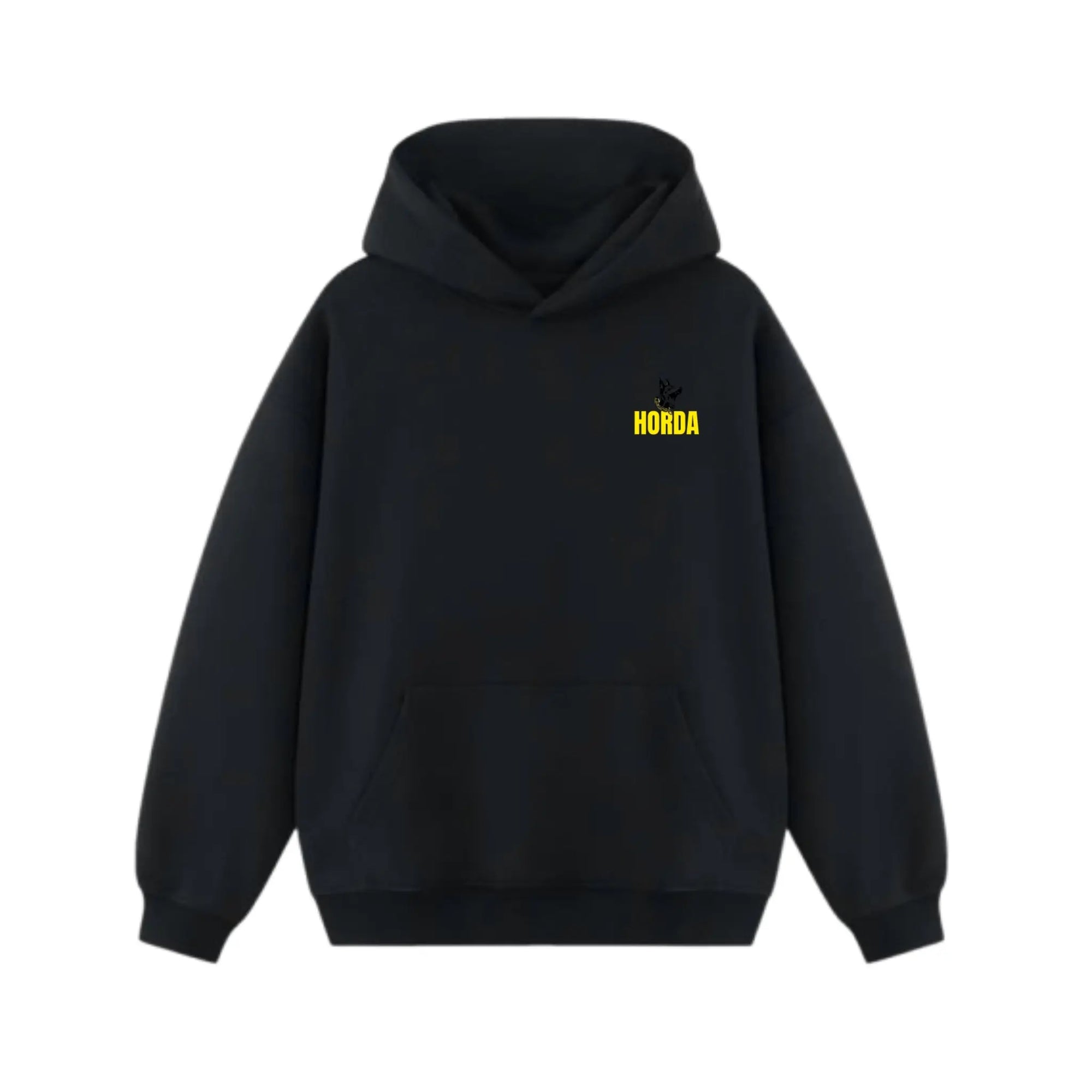 Felpa Boxy Fit con cappuccio 100% Cotone "Dobermann Yellow" Boxy Fit Horda Brand Streetwear