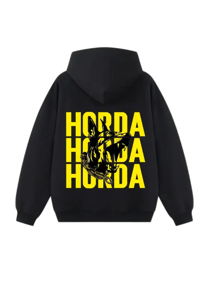 Felpa Boxy Fit con cappuccio 100% Cotone "Dobermann Yellow" Boxy Fit Horda Brand Streetwear