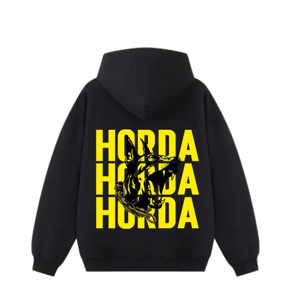 Felpa Boxy Fit con cappuccio 100% Cotone "Dobermann Yellow" Boxy Fit Horda Brand Streetwear