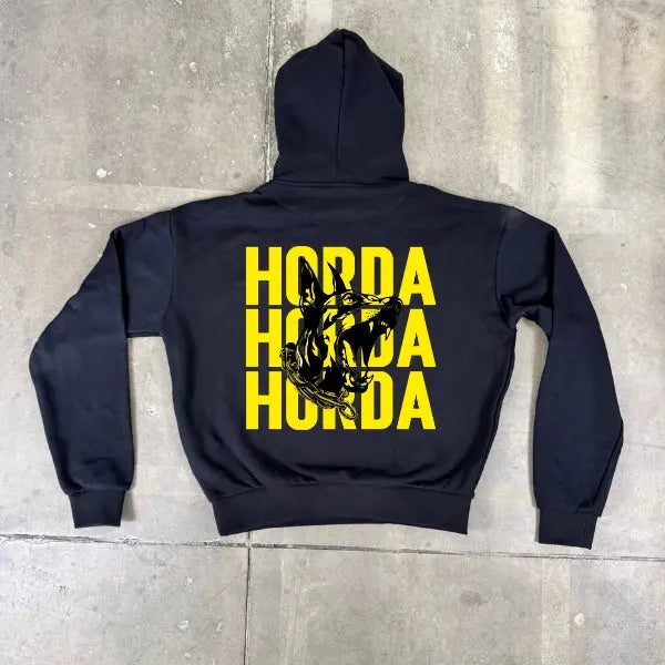 Felpa Boxy Fit con cappuccio 100% Cotone "Dobermann Yellow" Boxy Fit Horda Brand Streetwear