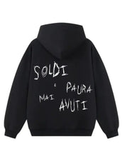 Felpa Nera 100% Cotone No money and fear Boxy Fit - Horda Brand Streetwear