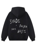 Felpa Nera 100% Cotone No money and fear Boxy Fit - Horda Brand Streetwear
