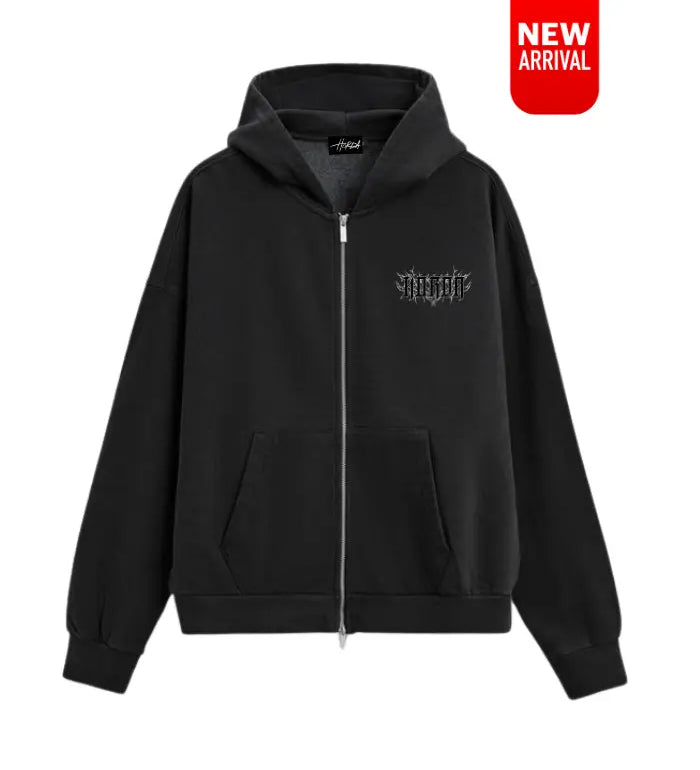 Felpa Zip 100% Cotone Metal Gotic Horda Brand Streetwear