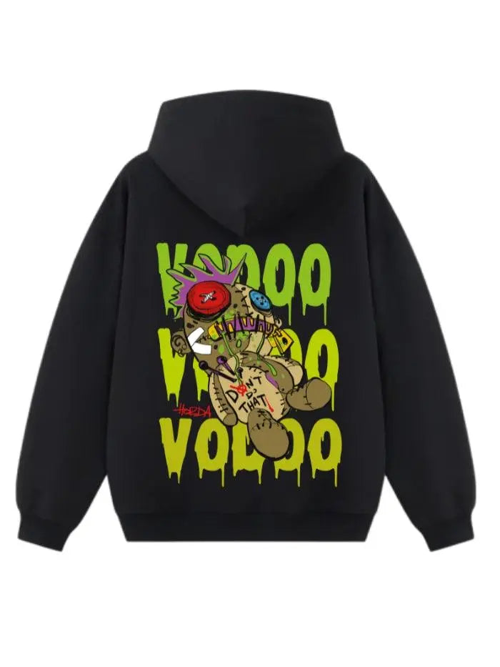 Felpa con cappuccio 100% cotone Nero Voodoo Oversize Fit 460 grammi - Horda Brand Streetwear