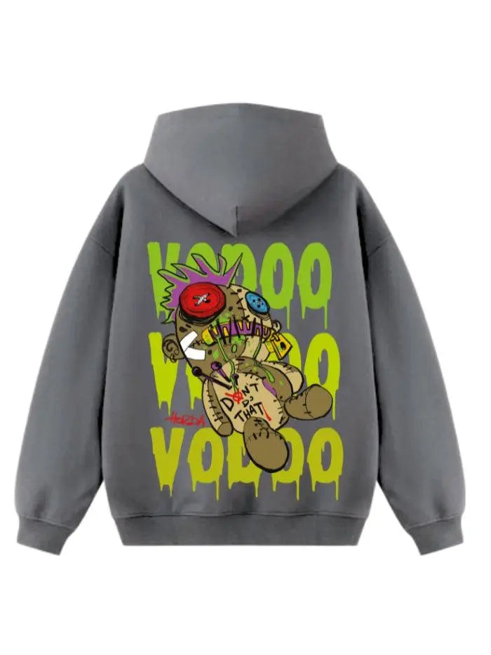 Felpa con cappuccio 100% cotone grigio Voodoo Oversize Fit 460 grammi - Horda Brand Streetwear