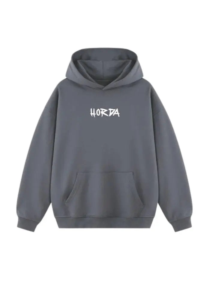 Felpa con cappuccio 100% cotone grigio Voodoo Oversize Fit 460 grammi - Horda Brand Streetwear