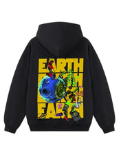 Felpa con cappuccio 100% cotone nera Earth Oversize Fit 460 grammi - Horda Brand Streetwear