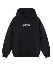 Felpa con cappuccio 100% cotone nera Earth Oversize Fit 460 grammi - Horda Brand Streetwear
