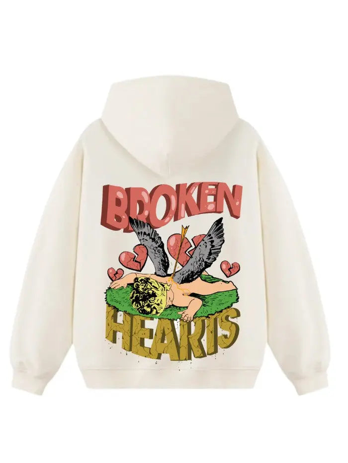 Felpa con Cappuccio 100% cotone Boxy Fit Broken Hearts Death Horda Brand Streetwear