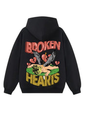 Felpa con Cappuccio 100% cotone Boxy Fit Broken Hearts Death Horda Brand Streetwear