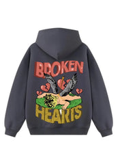 Felpa con Cappuccio 100% cotone Boxy Fit Broken Hearts Death Horda Brand Streetwear
