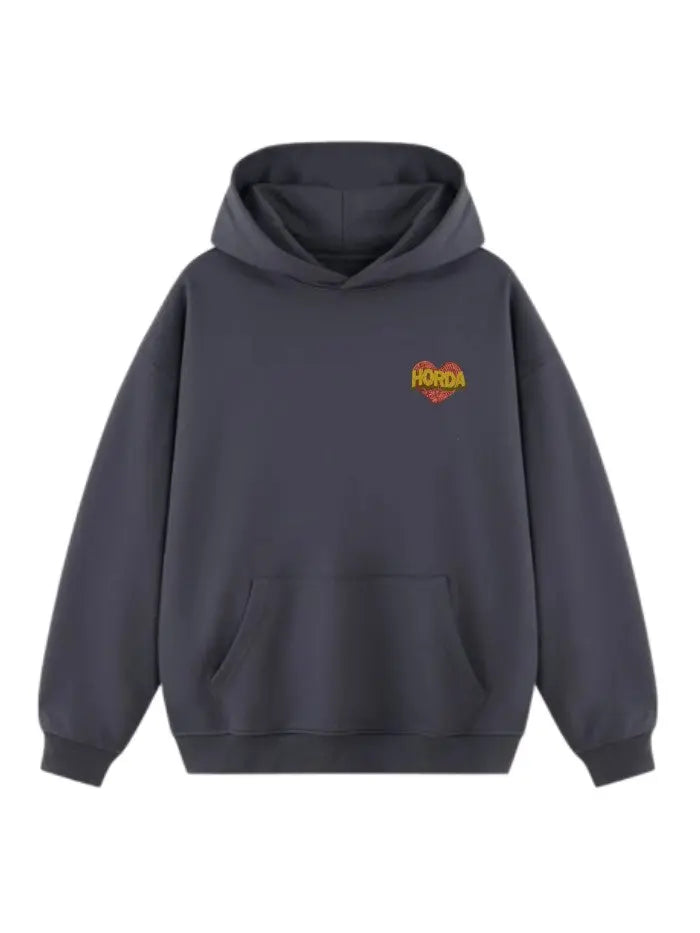 Felpa con Cappuccio 100% cotone Boxy Fit Broken Hearts Death Horda Brand Streetwear