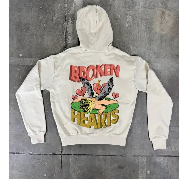 Felpa con Cappuccio 100% cotone Boxy Fit Broken Hearts Death Horda Brand Streetwear