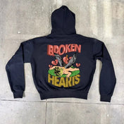 Felpa con Cappuccio 100% cotone Boxy Fit Broken Hearts Death Horda Brand Streetwear