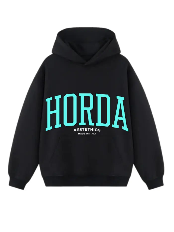 Felpa con Cappuccio HORDA Aesthetics - Hoodie Nero Made in Italy Horda Brand Streetwear
