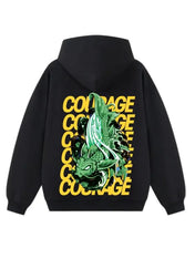 Felpa con cappuccio 100% cotone Nero Carpa Koi Oversize Fit 460 grammi - Horda Brand Streetwear