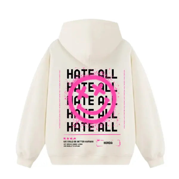 Felpa con cappuccio 100% cotone "Hate all" Boxy Fit Horda Brand Streetwear