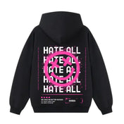 Felpa con cappuccio 100% cotone "Hate all" Boxy Fit Horda Brand Streetwear