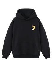 Felpa con cappuccio nera 100% cotone Boxy Fit Wild & Free Horda Brand Streetwear
