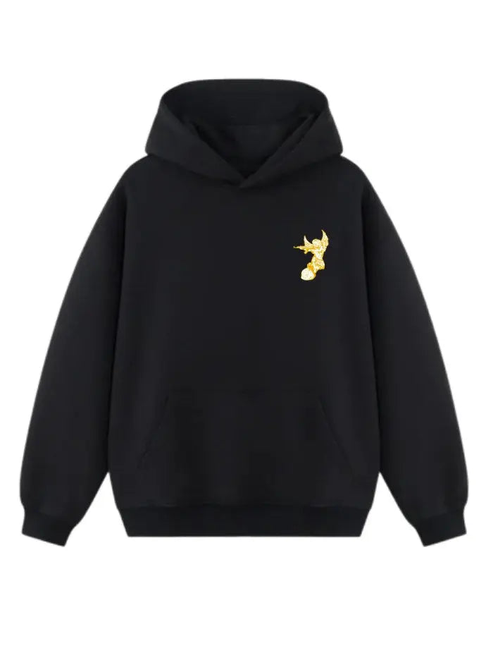 Felpa con cappuccio nera 100% cotone Boxy Fit Wild & Free Horda Brand Streetwear