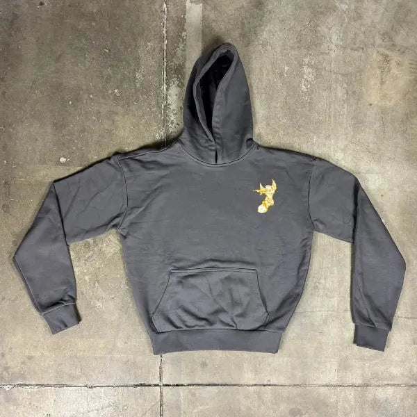 Felpa con cappuccio nera 100% cotone Boxy Fit Wild & Free Horda Brand Streetwear